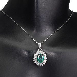 Green White Topaz 925 Sterling Silver Necklace